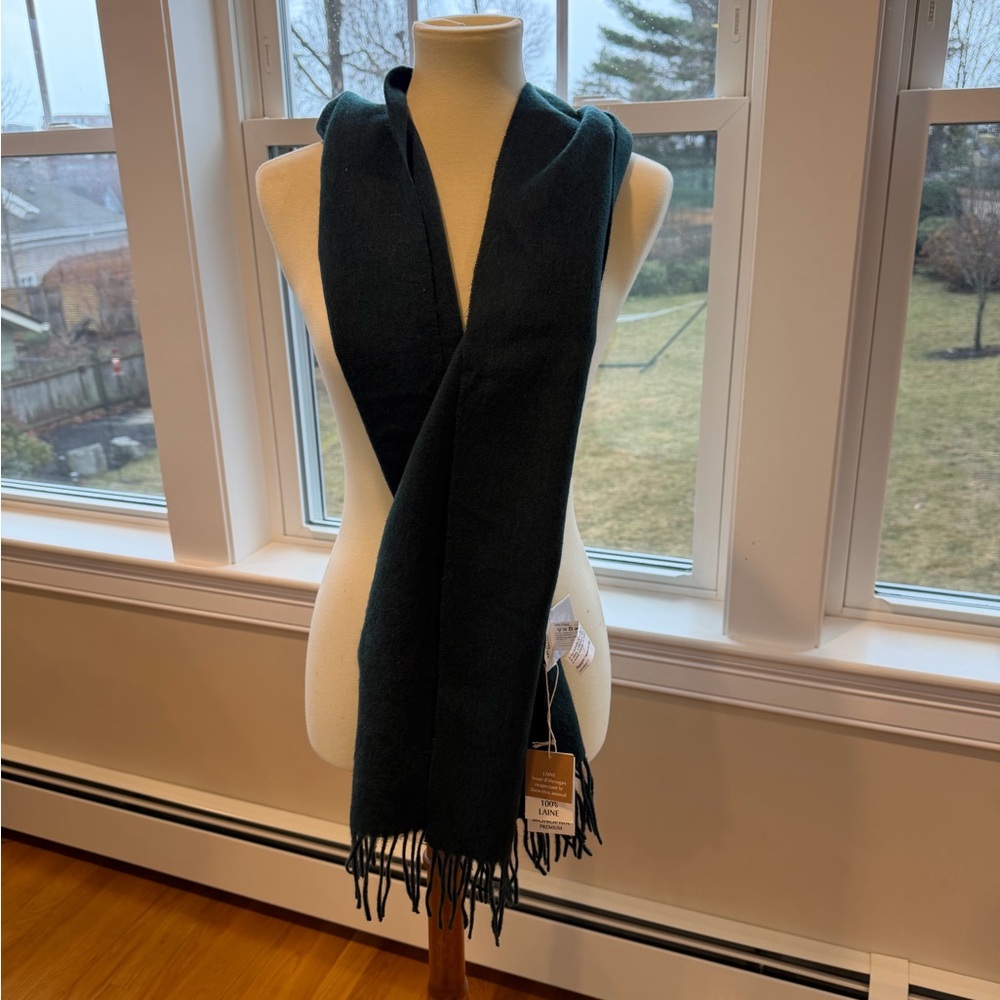 Monoprix Premium Dark Green Fringe Scarf